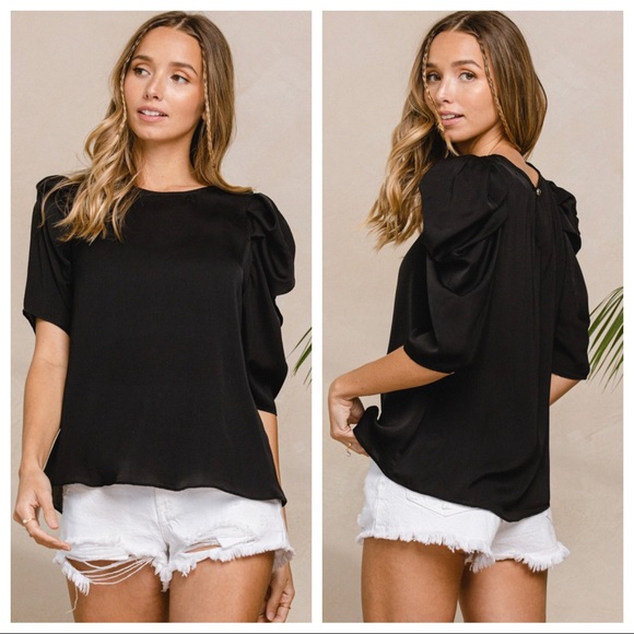 Trendy Half Puff Sleeve Chiffon Top - Picture 5 of 7